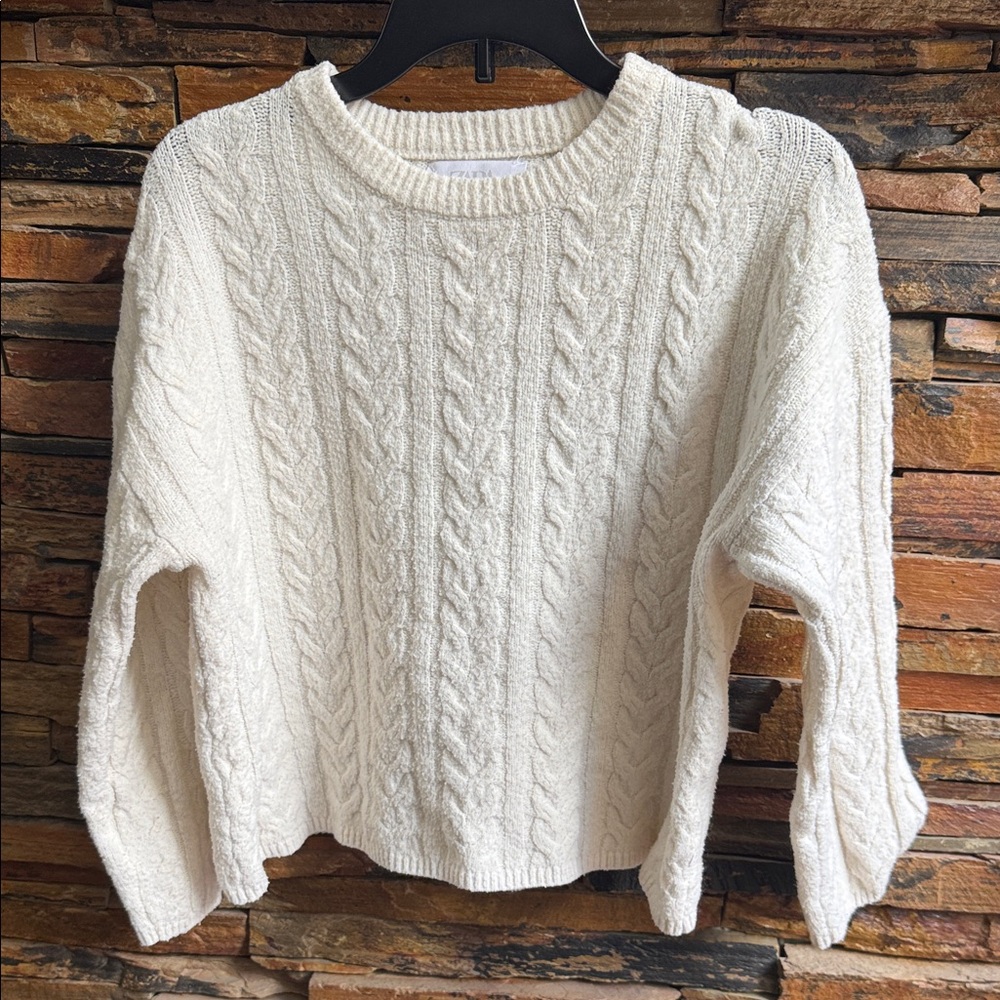 Zara Cream Cable Knit Sweater